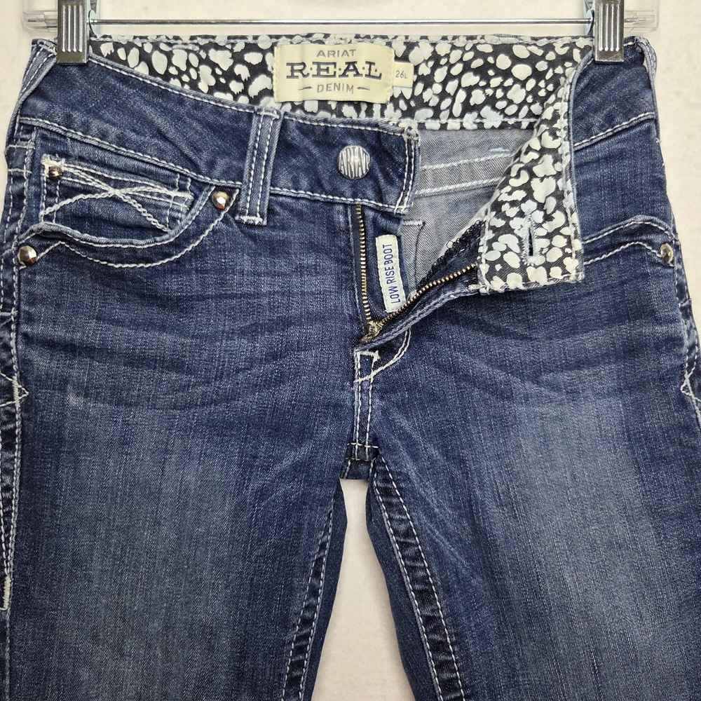 Ariat REAL Low Rise Bootcut Whipstitch Jeans Western Rodeo Y2K Women 26L 26×33.5 - Picture 3 of 11